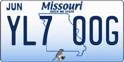 MO license plate YL7O0G