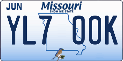 MO license plate YL7O0K