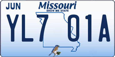 MO license plate YL7O1A