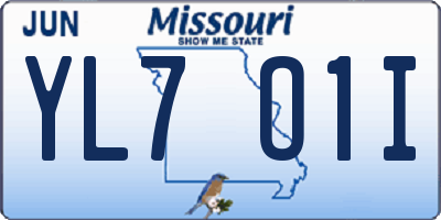 MO license plate YL7O1I