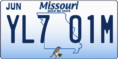 MO license plate YL7O1M