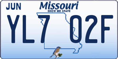 MO license plate YL7O2F