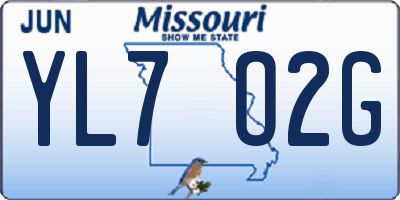 MO license plate YL7O2G