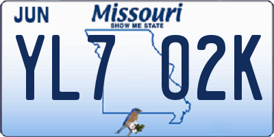 MO license plate YL7O2K