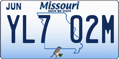 MO license plate YL7O2M