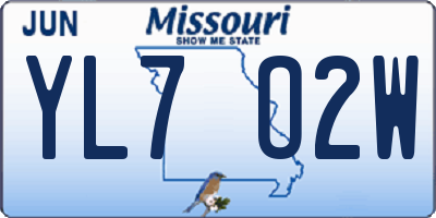 MO license plate YL7O2W
