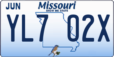 MO license plate YL7O2X