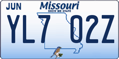 MO license plate YL7O2Z