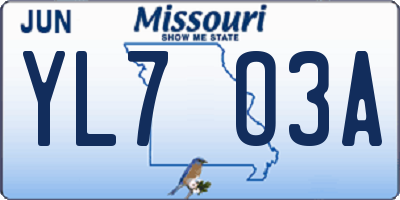 MO license plate YL7O3A