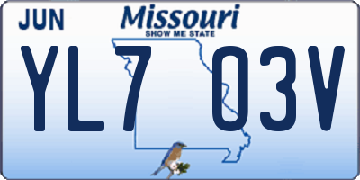 MO license plate YL7O3V