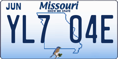 MO license plate YL7O4E
