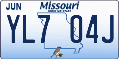 MO license plate YL7O4J