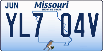 MO license plate YL7O4V