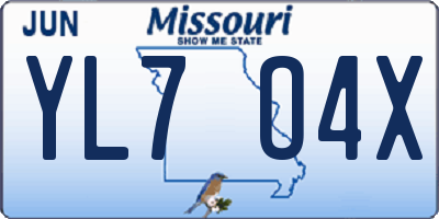MO license plate YL7O4X
