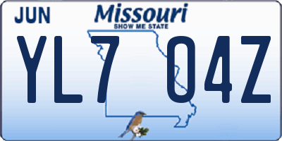 MO license plate YL7O4Z
