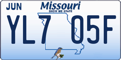 MO license plate YL7O5F