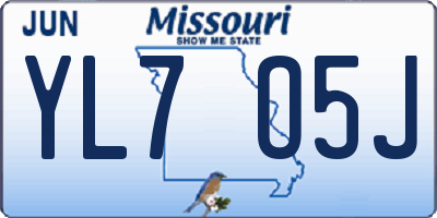 MO license plate YL7O5J