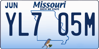 MO license plate YL7O5M