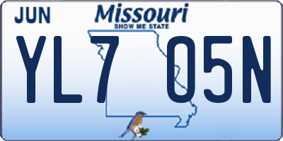 MO license plate YL7O5N