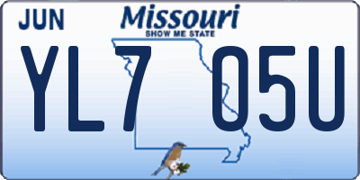 MO license plate YL7O5U
