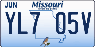 MO license plate YL7O5V