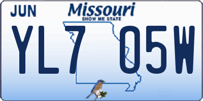 MO license plate YL7O5W
