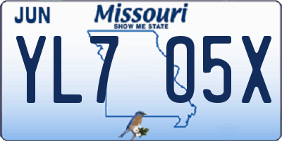 MO license plate YL7O5X