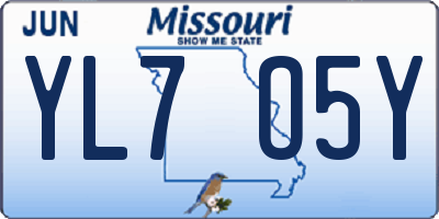 MO license plate YL7O5Y