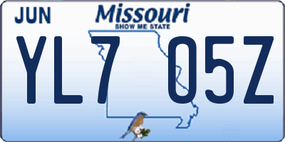 MO license plate YL7O5Z
