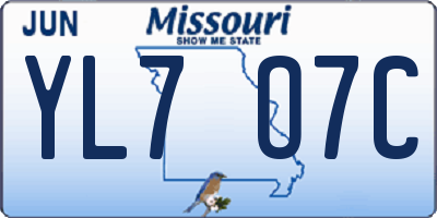 MO license plate YL7O7C