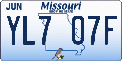MO license plate YL7O7F