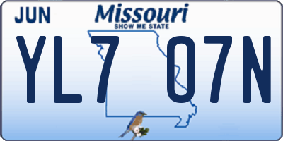 MO license plate YL7O7N