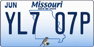 MO license plate YL7O7P