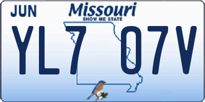 MO license plate YL7O7V