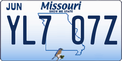 MO license plate YL7O7Z
