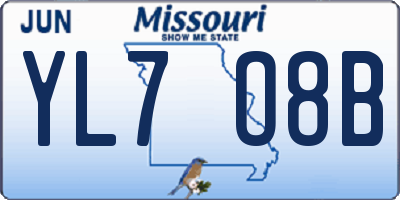 MO license plate YL7O8B