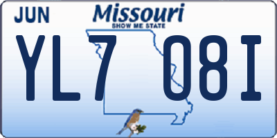 MO license plate YL7O8I