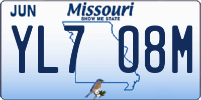 MO license plate YL7O8M