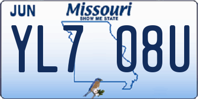 MO license plate YL7O8U