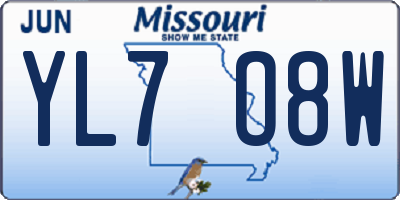MO license plate YL7O8W