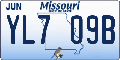 MO license plate YL7O9B