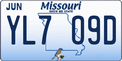 MO license plate YL7O9D