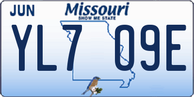 MO license plate YL7O9E