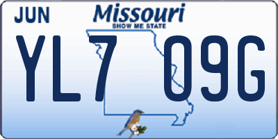 MO license plate YL7O9G