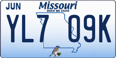 MO license plate YL7O9K