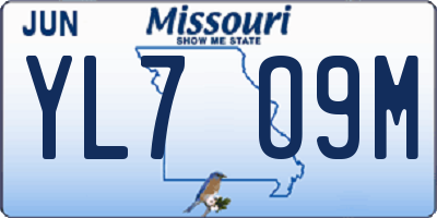 MO license plate YL7O9M