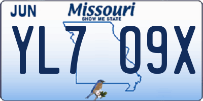 MO license plate YL7O9X