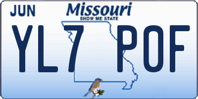 MO license plate YL7P0F