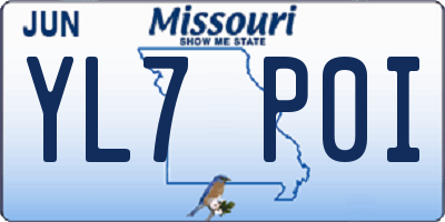 MO license plate YL7P0I