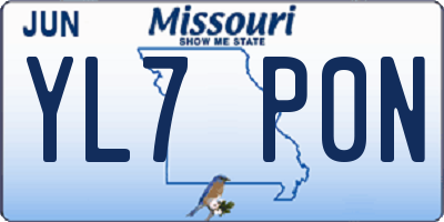 MO license plate YL7P0N